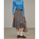 三所vintage 复古精纺棉羊毛时髦经典 百褶高腰伞裙格雷灰半裙
