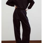 三所vintage 松紧腰下摆收口腰头超细羊毛wool挺缝线阔腿宽松西裤