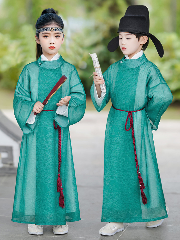 新款男童中国风帅气中秋节汉服幼儿园古风唐朝服装古诗朗诵演出服