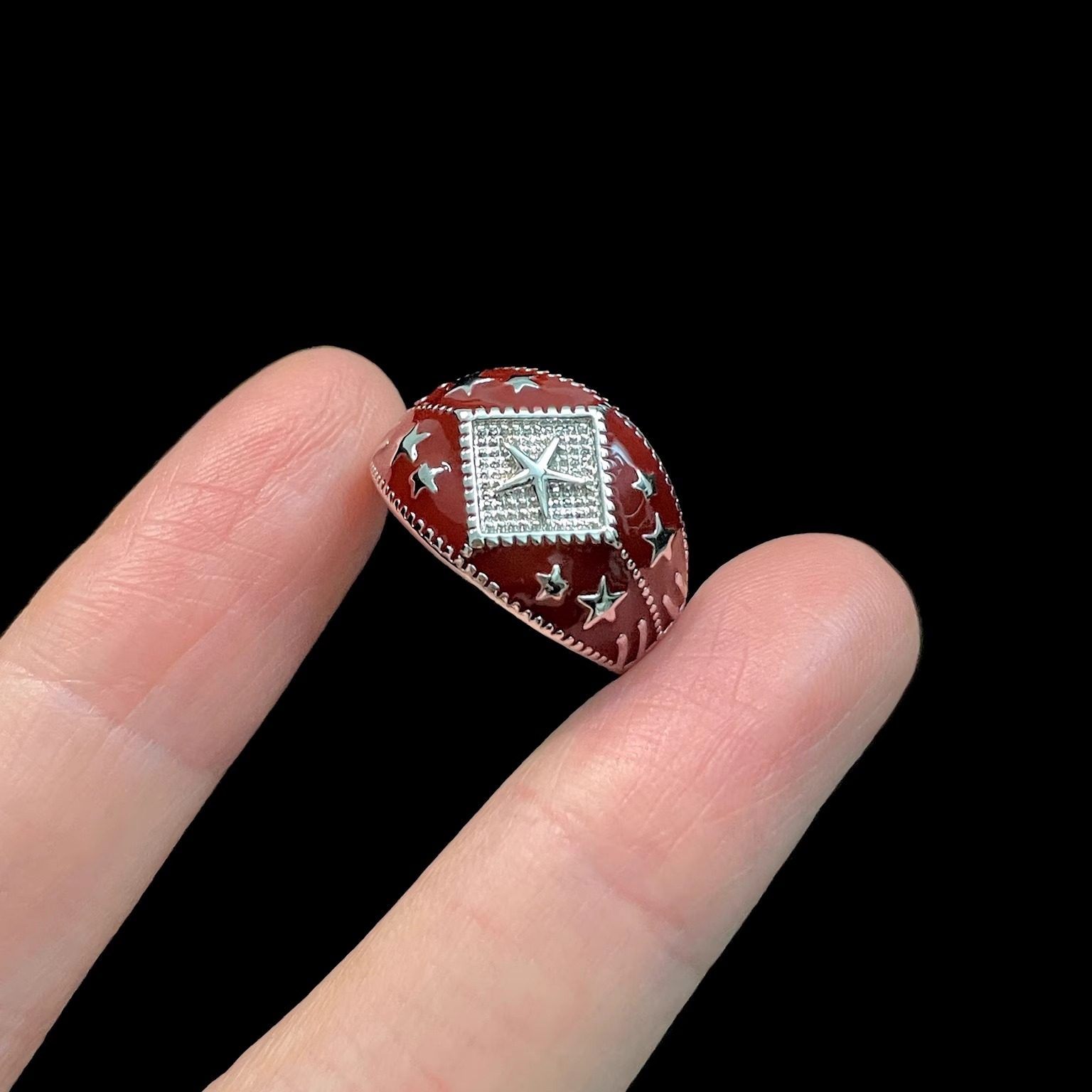 Vintage古着 Burgundy star curtain戒指