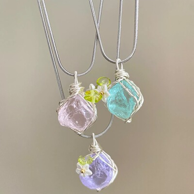 手工 Colorful fluorite dream项链