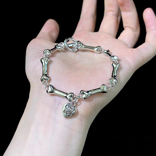 Vintage古着 Silver puppy bones手链
