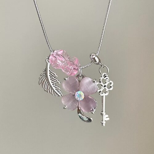Vintage古着 Soft Bloom Key Feather项链