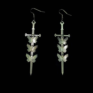 Vintage古着 Fringed butterfly sword耳饰