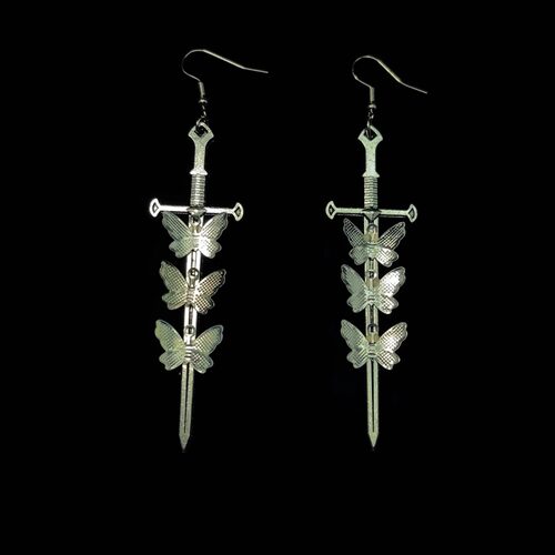 Vintage古着 Fringed butterfly sword耳饰