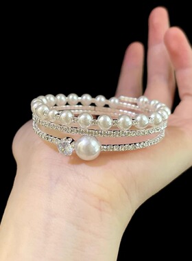 Vintage古着 Pearl rhinestone手镯