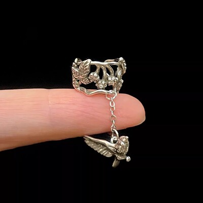 Vintage古着 Blue Eucalyptus and Bird耳骨夹