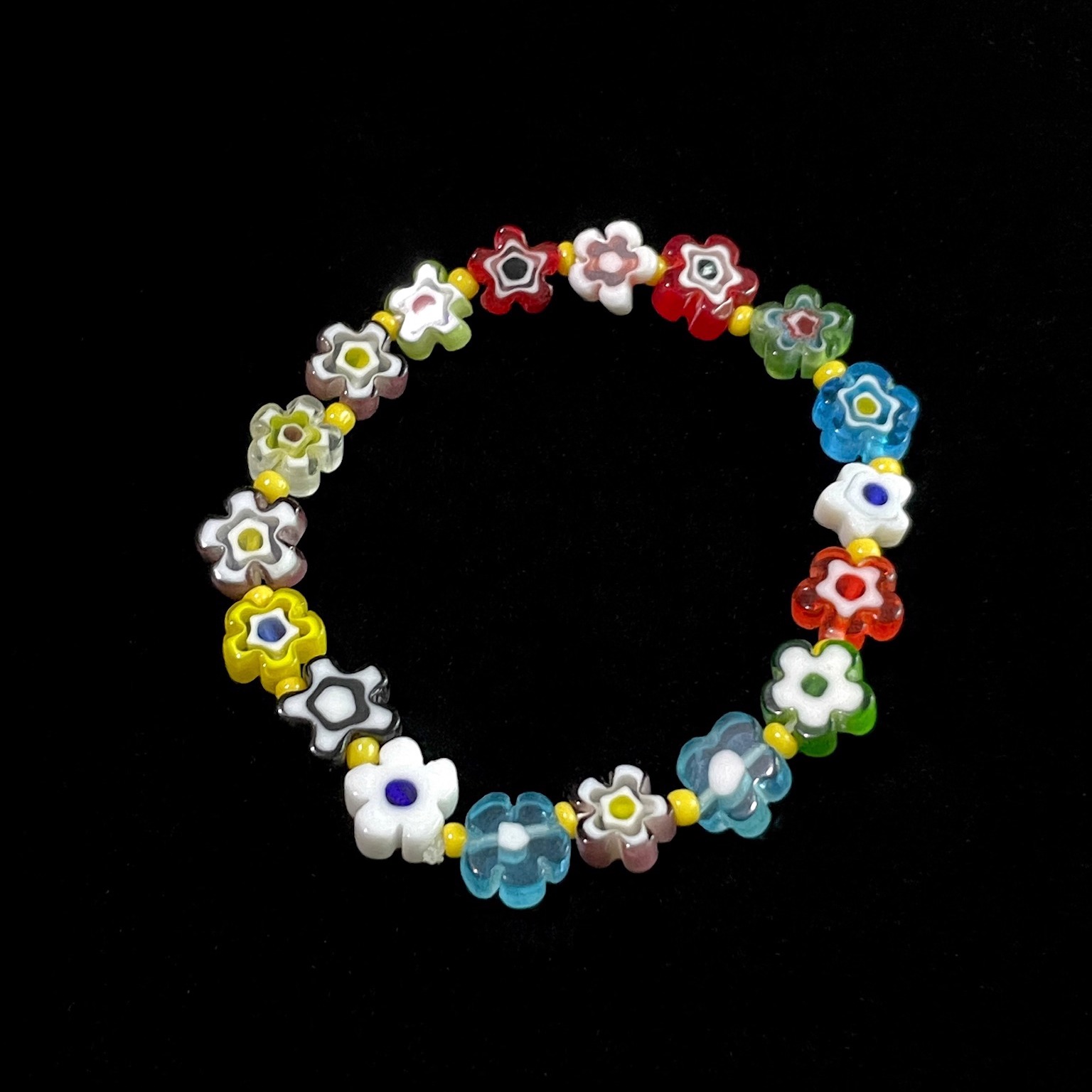 Vintage古着 Glazed flower string彩虹千花手串