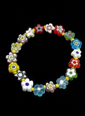 Vintage古着 Glazed flower string彩虹千花手串