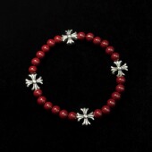 beaded Vintage古着 Burgundy cross手串
