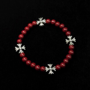 beaded cross手串 Burgundy Vintage古着