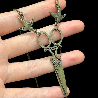 Vintage古着 Flying bird scissors项链