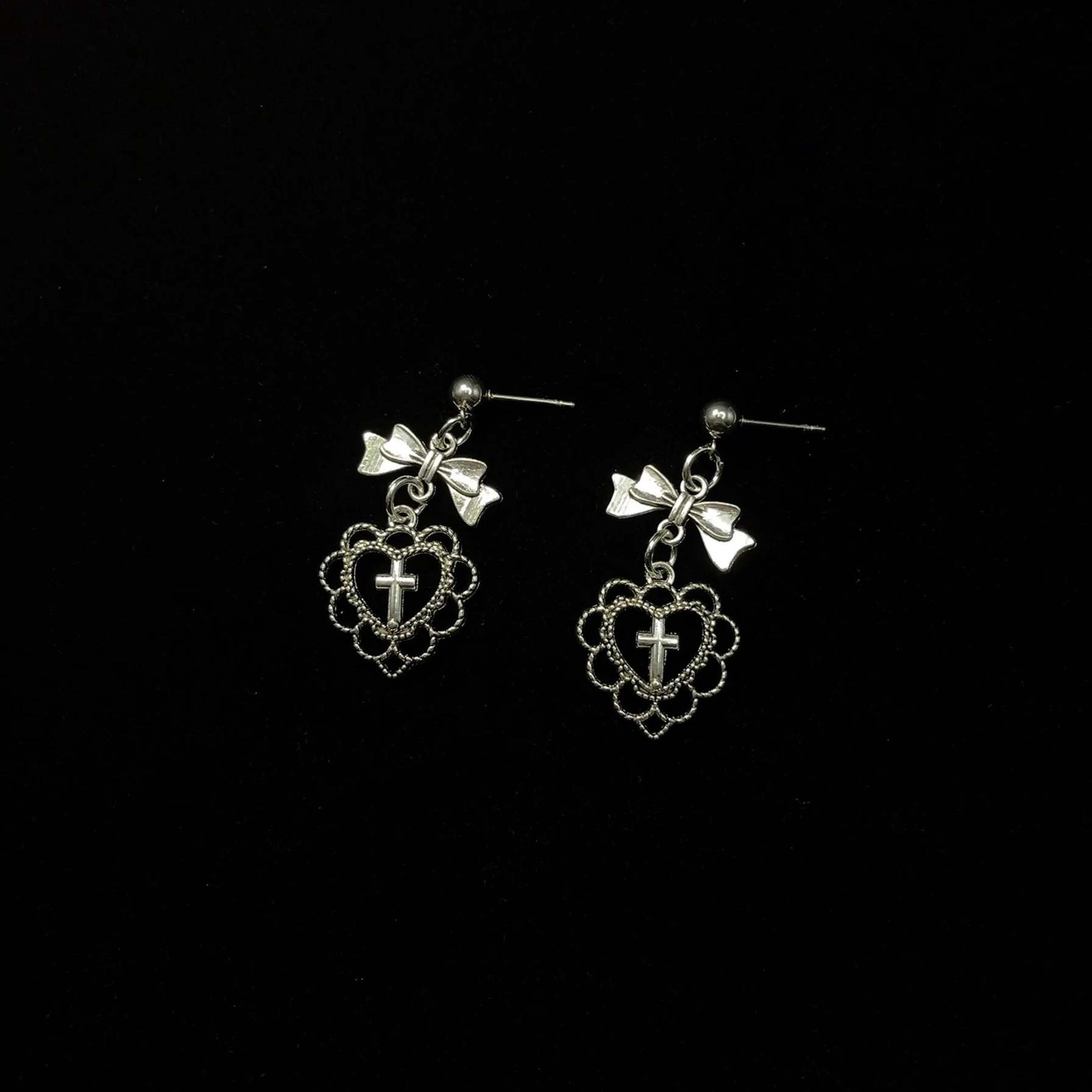 Vintage古着 Gothic bow耳饰