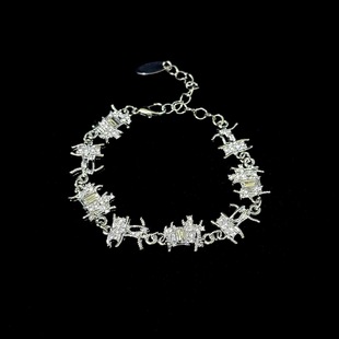 Vintage古著 zircon手鏈 braided Silver