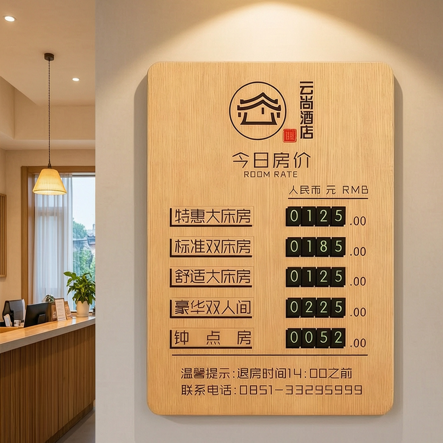 今日房价指示牌酒店宾馆民宿前台