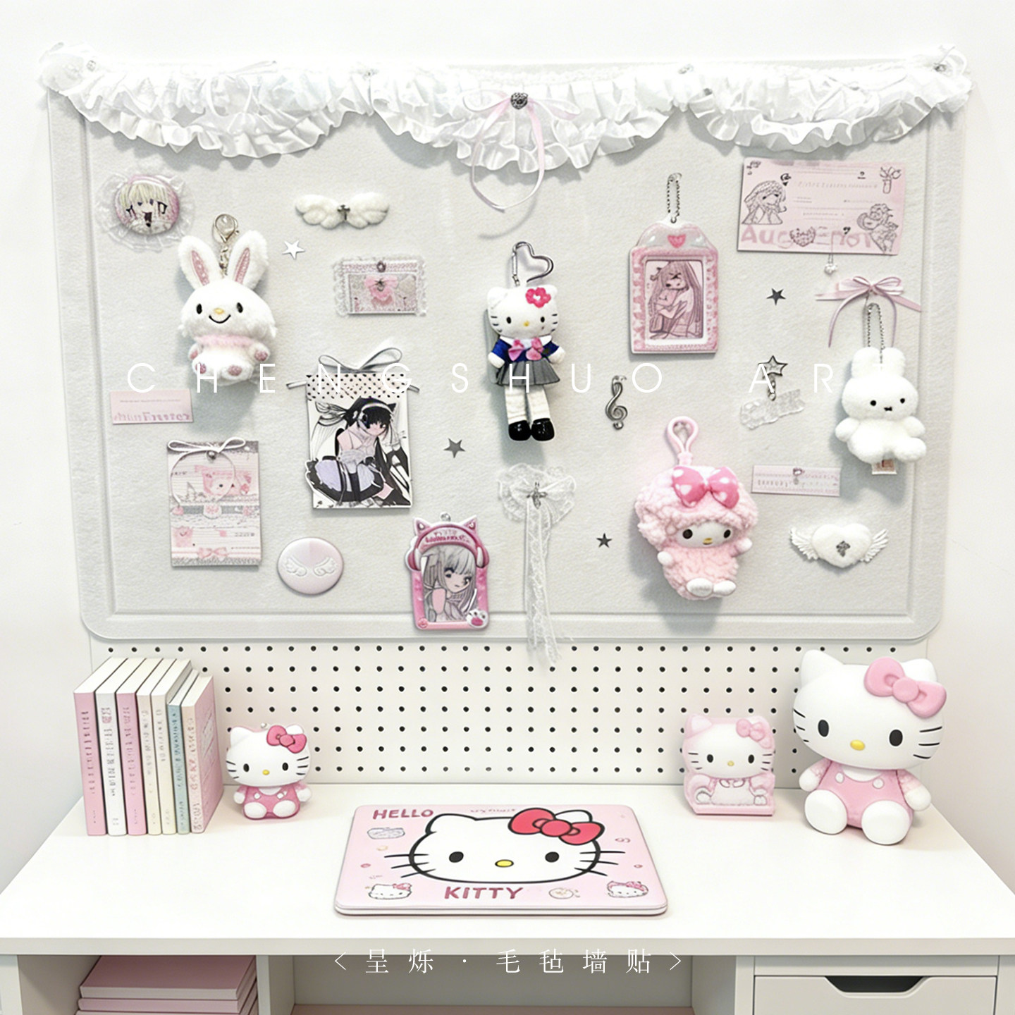 毛毡板照片墙背景板拍立得照片展示墙毛毡墙贴谷子徽章拼豆展示板di