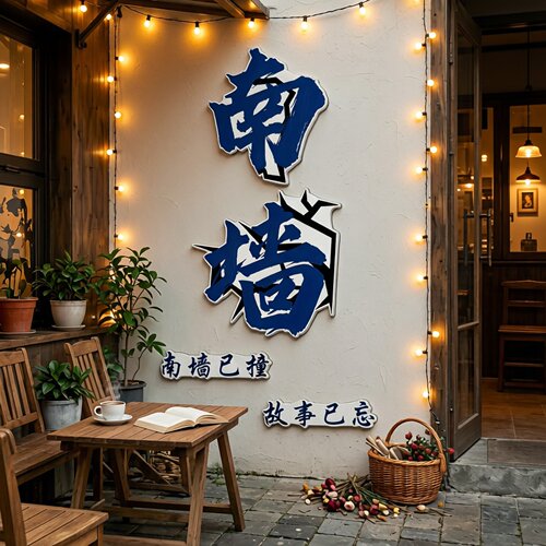 网红打卡氛围感撞南墙背景墙贴画