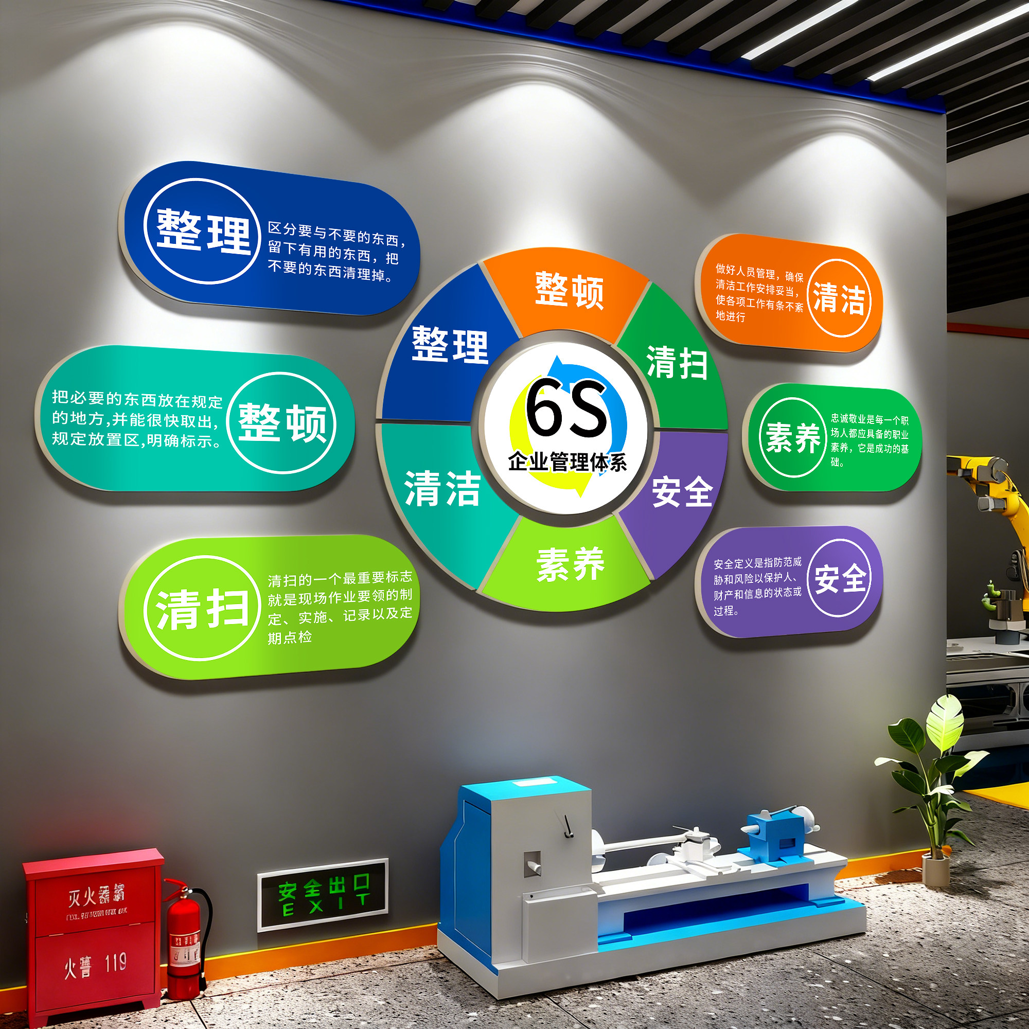 企业文化墙工厂车间6s管理看板办公室布置安全生产宣传标语定制QT,家居饰品,文化墙贴,淘宝优惠券,粉丝福利购,淘宝优惠卷