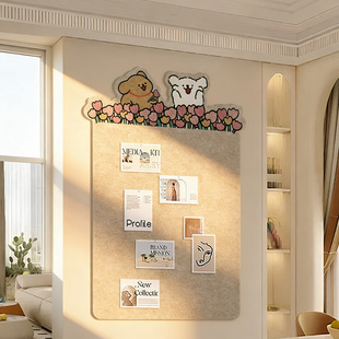 毛毡板墙贴拍立得照片墙展示板免打孔留言板墙面装饰客厅玄关背景墙diy不伤墙相册相框线条小狗装饰画墙贴