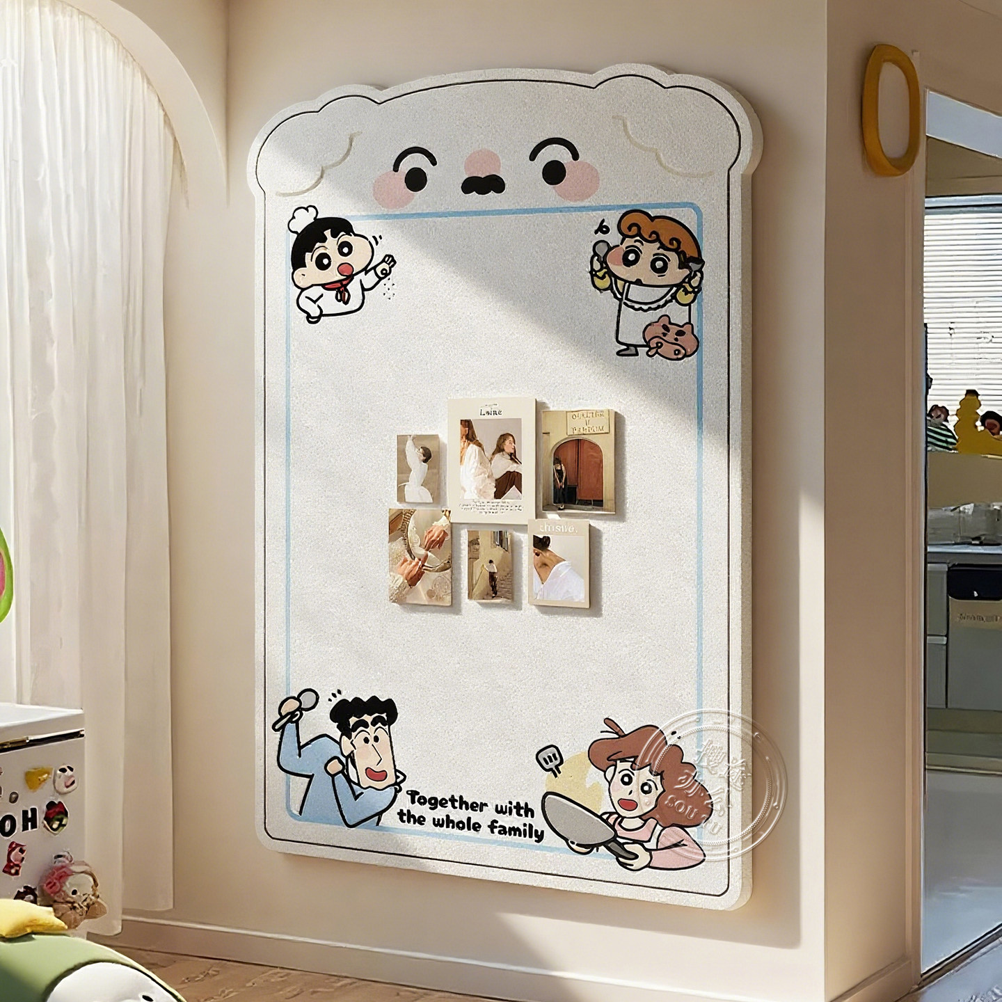 毛毡板墙贴免打孔照片墙背景板创意蜡笔小新愿景板diy装饰立体边框