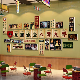 80年代怀旧饭店墙面装饰复古海报火锅烧烤餐饮店网红场背景墙贴QT