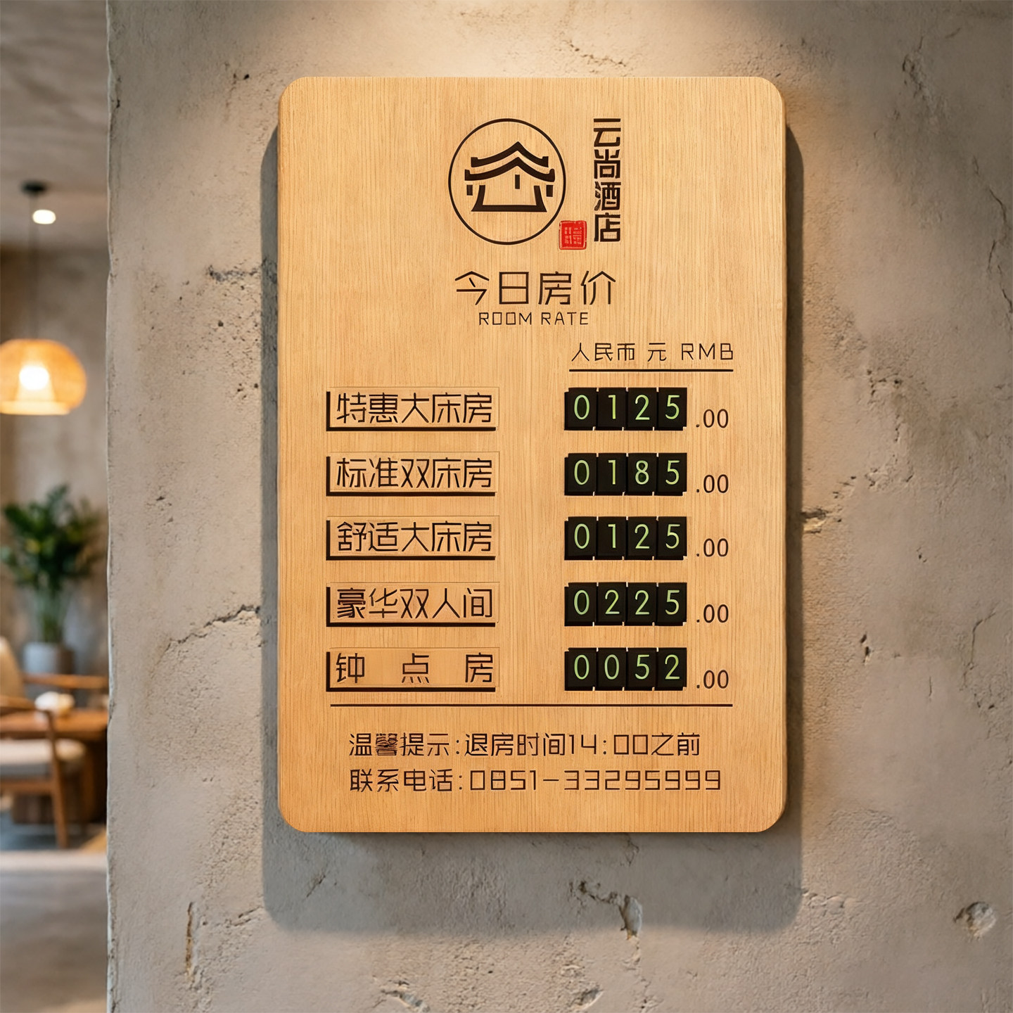 今日房价指示牌酒店宾馆民宿前台