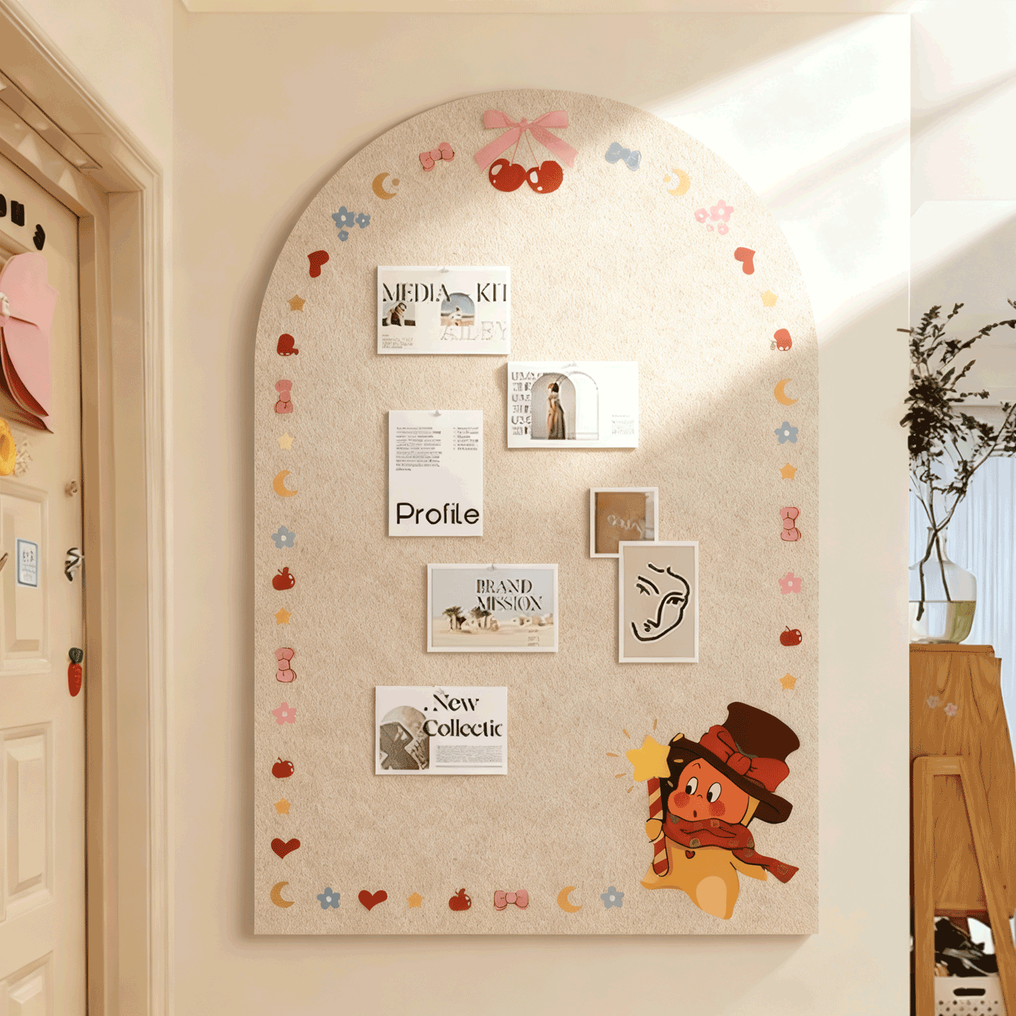 毛毡照片墙背景板毛毡板拍立得相片相册墙diy墙面装饰免打孔星星人