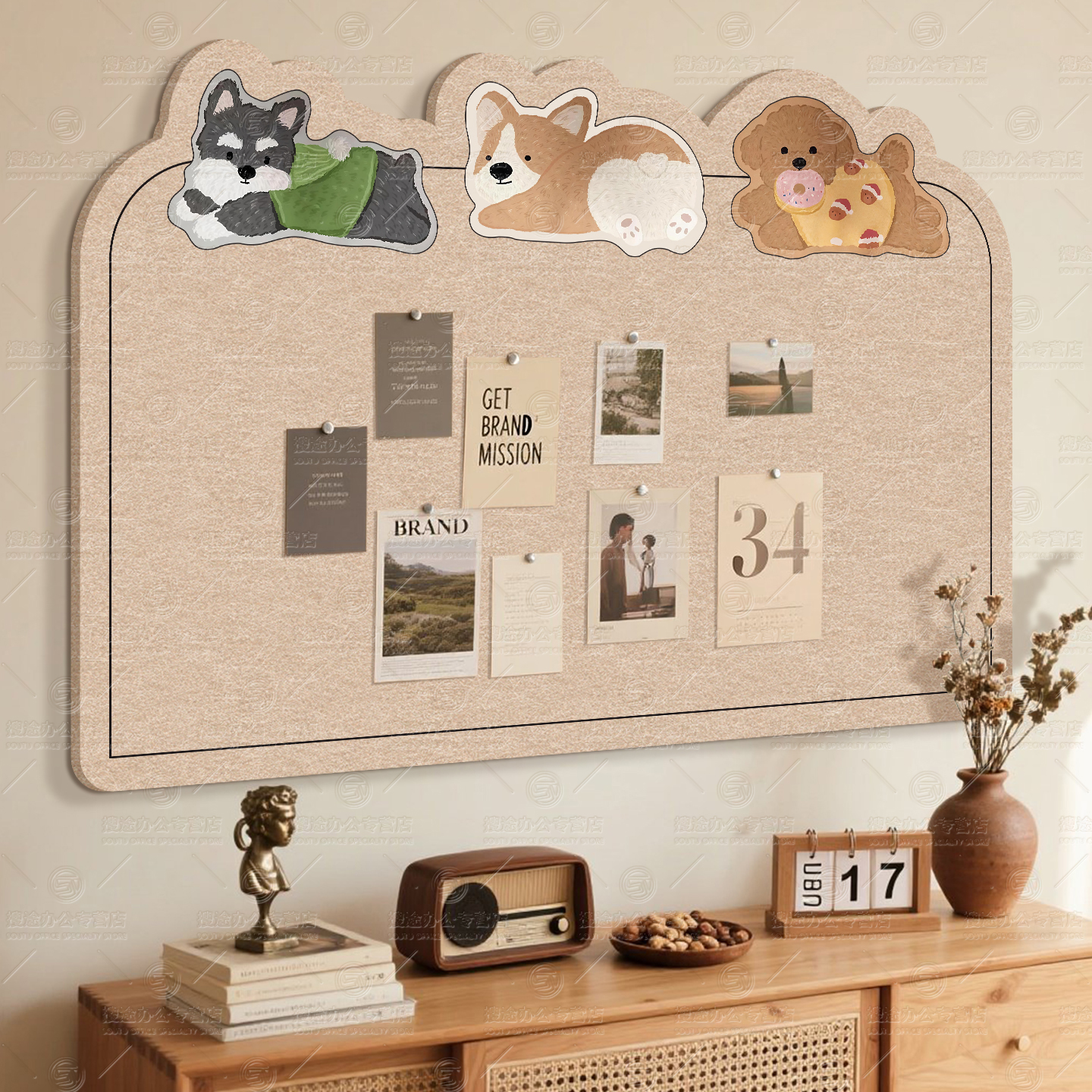 毛毡板照片墙高级感羊毛毡墙贴免打孔软木板背景板房间客厅玄关装