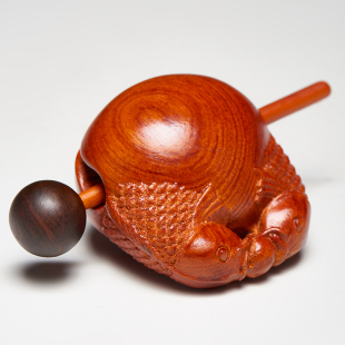 花梨木雕木鱼实木质随身携带中式手把件打击乐器解压佛系念小摆件