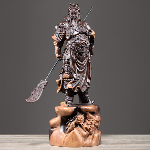 黑檀木装饰武财神关二爷佛像摆件
