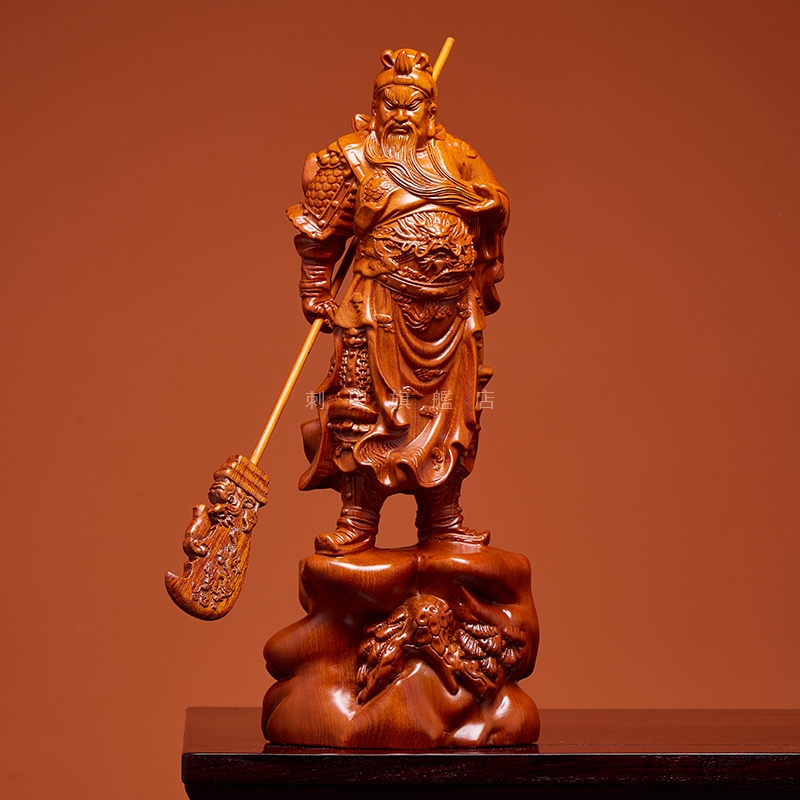 花梨木雕刻关公摆件实木客厅装饰武财神关羽关二爷神像佛像工艺品