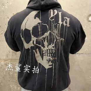 抢！秋冬YLA男女同款高克重纯棉骷髅超帅发泡印花连帽卫衣B15