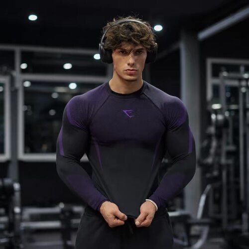 独家牛货GYMSHARK ONYX 5.0超级英雄无缝高弹立体标紧身速干长袖