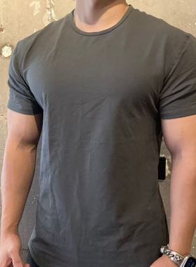 简约百搭BYLT高品质纯色棉质修身男运动休闲圆领短袖