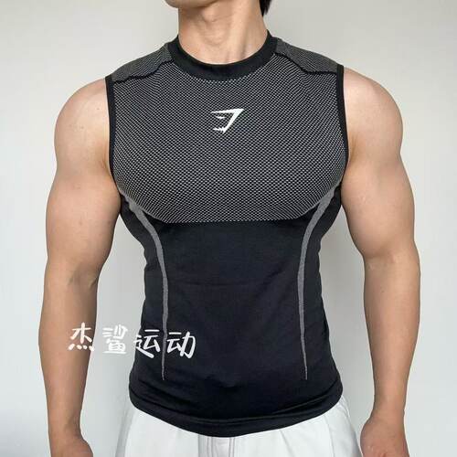 现货英国GYMSHARK onyx 5.0超级英雄男运动健身无缝高弹修身背心