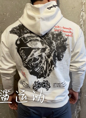 折扣款DARC限量狼头骷髅武士春秋宽松男女运动休闲连帽套头卫衣