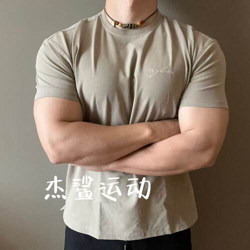 现货YLA TAILORED水洗做旧弹性棉简约刺绣标运动休闲圆领短袖D5