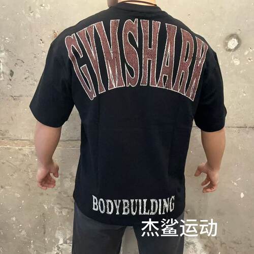 GYMSHARK Bodybuilding Graphic男运动休闲宽松显大圆领短袖D5