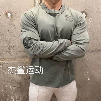 GYMSHARK LEGACY WASHED男女同款运动休闲水洗纯棉长袖