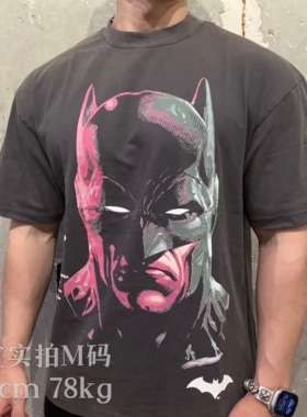 限量超帅DARC狼头蝙蝠侠合作男女运动休闲水洗做旧纯棉宽松T恤G6