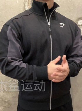 重磅好货GYMSHARK PIQUE TRACK男运动休闲宽松刺绣标立领夹克外套