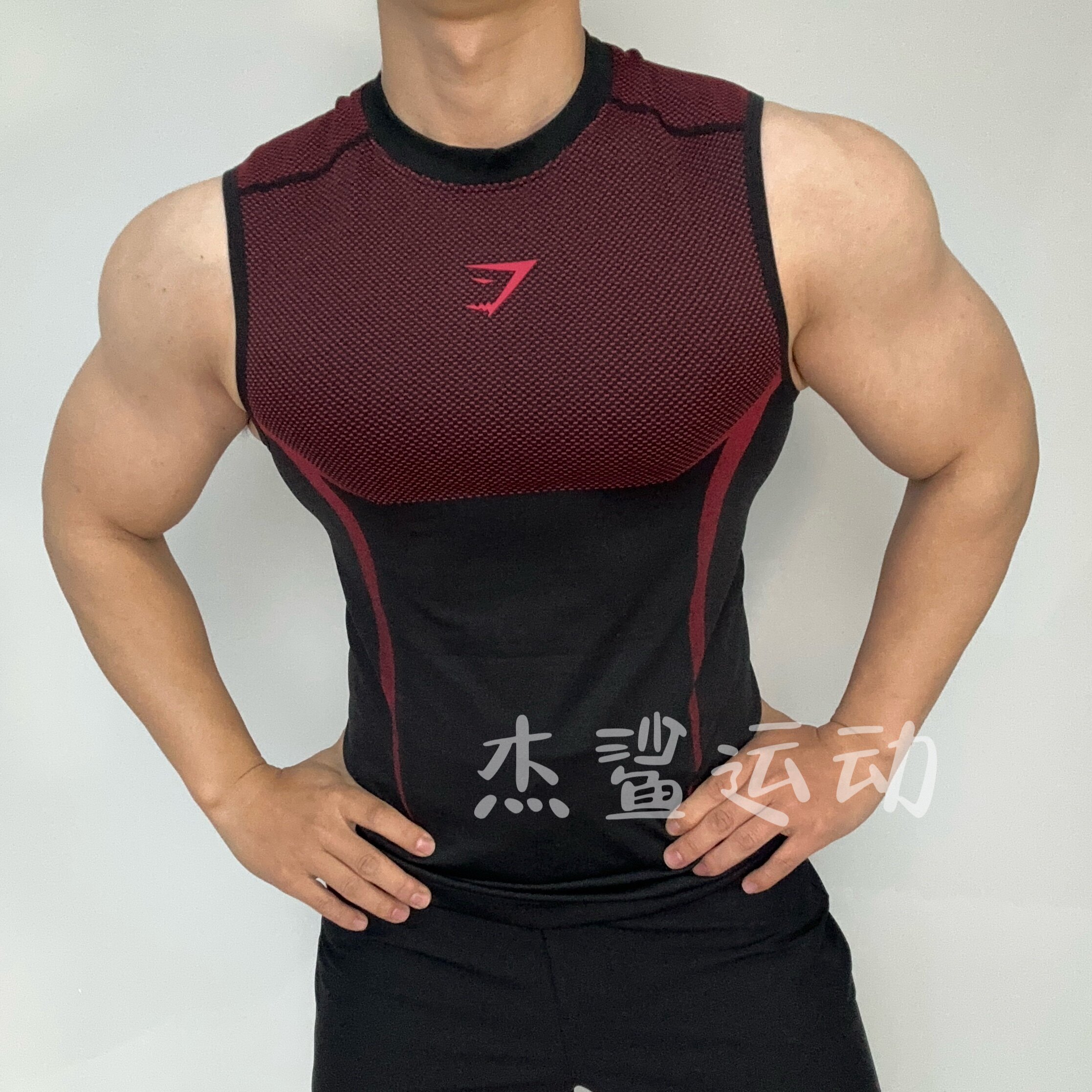 现货英国GYMSHARK onyx 5.0超级英雄男运动健身无缝高弹修身背心