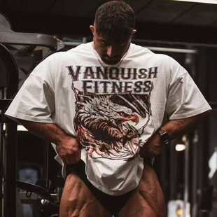 英国Vanquish男女VQ运动健身休闲宽松复古老鹰圆领弹性棉短袖N0