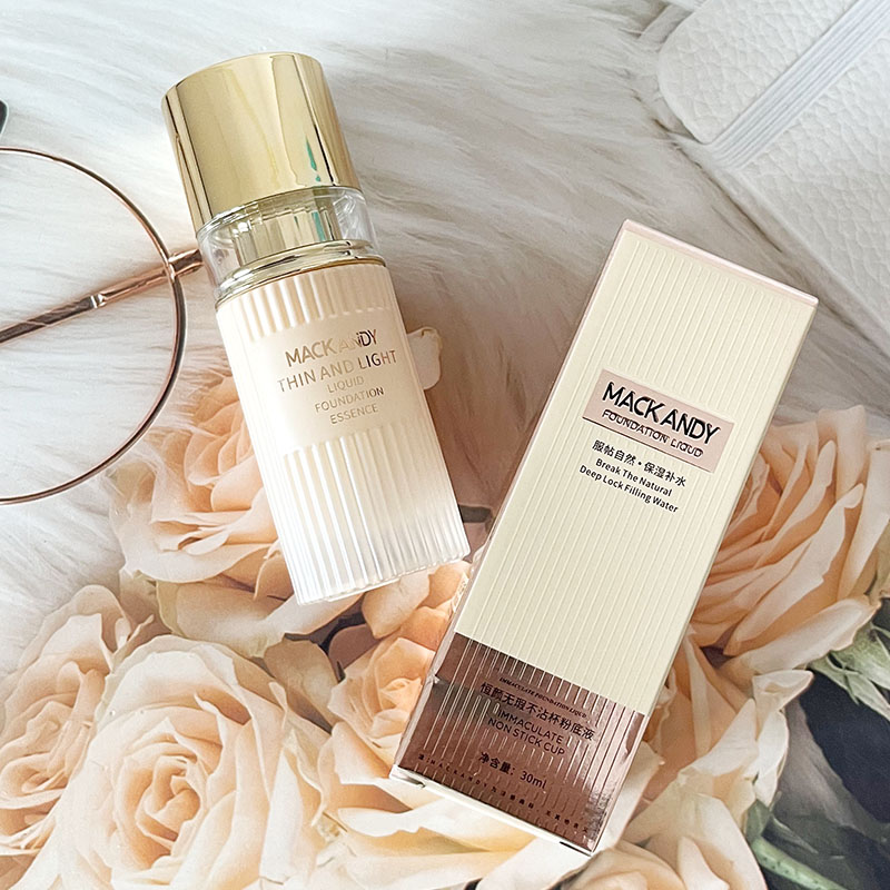 玛可安迪恒颜无暇不沾杯粉底液持久不脱妆混干油皮保湿遮瑕不卡粉