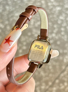 FILA斐乐复古水钻小方糖表轻奢小众女士手表送女生腕表礼物6571