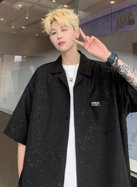 Mansway男道男装Anniehall三川一禾旋律风车bdls无界宽松短袖衬衫