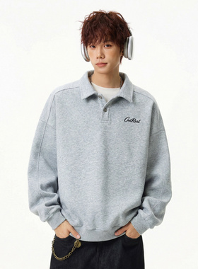 Mansway男道男装三川一禾阿茶与阿古nans宽松长袖polo套头衫外套