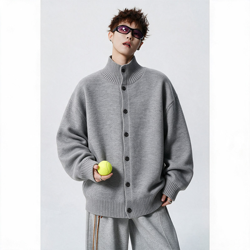 Crying Center哭喊中心1807早起工作室慵懒毛衣立领针织开衫外套