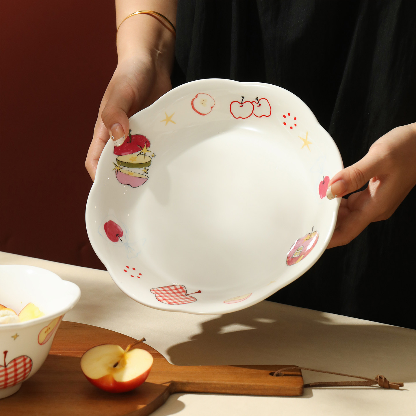 蓝莲花陶瓷碗盘餐具深盘碟子盘子套装面碗米饭碗餐盘碗家用一人食,餐饮具,盘,淘宝优惠券,粉丝福利购,淘宝优惠卷