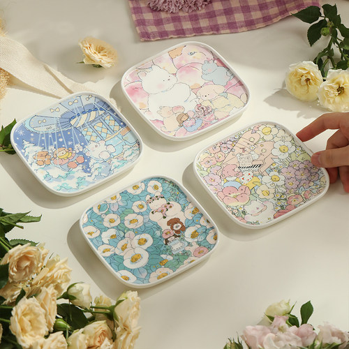 蓝莲花陶瓷吐骨碟小盘子